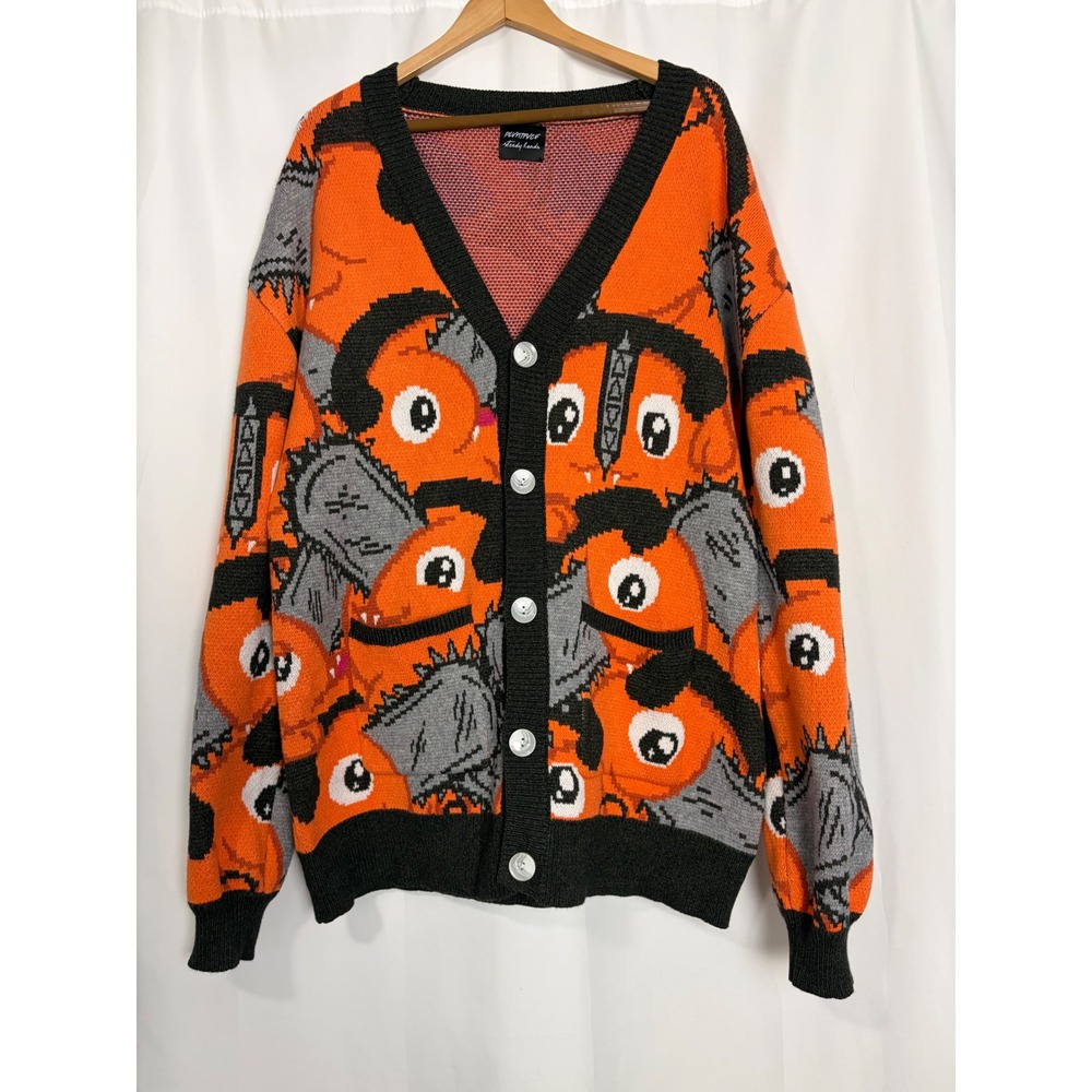 Steady Hands Pochita Chainsaw Man Cardigan Orange Knit XL/XXL Anime Manga Street